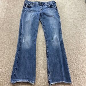 Silver Jeans Brianna Bootcut Womens 31 Blue Denim Low Rise Raw Hem L31860